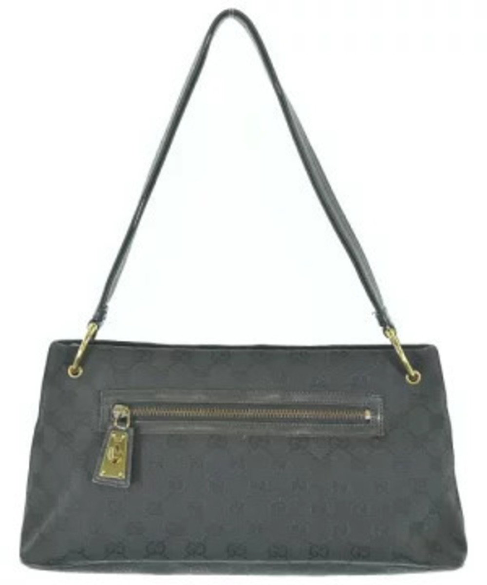 Gucci black GG canvas shoulder bag exterior zip